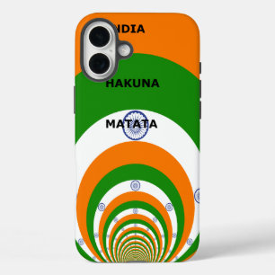 Indische Nationalfarben-Design mit "Hakuna Mat iPhone 16 Plus Hülle