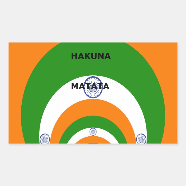 Indische Nationalfarben-Design mit "Hakuna Mat Rechteckiger Aufkleber (Vorderseite)
