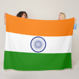 Indische Nationalflagge Ashoka Chakra groß Fleecedecke