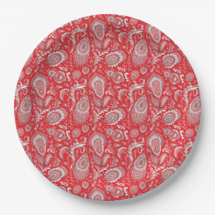 Indische Paisley-Blumen nahtloses Muster Pappteller