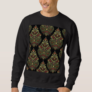 Indische Paisley, geometrischer schwarzer Hintergr Sweatshirt