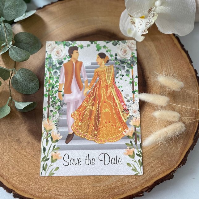 Indische pakistanische goldene Hochzeit rettet das Save The Date (Von Creator hochgeladen)