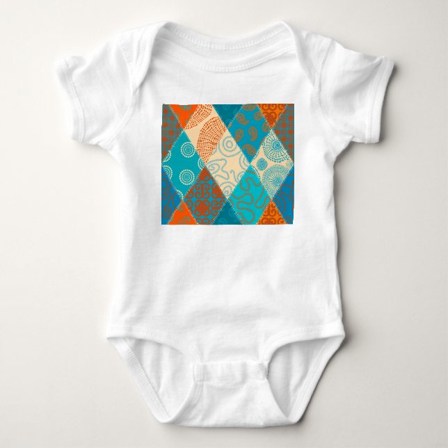 Indische Patchwork nahtlos Vintages Design. Baby Strampler (Vorderseite)