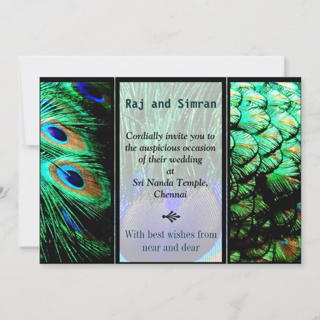 Indische Pfauenhochzeit Einladung (Vorderseite)