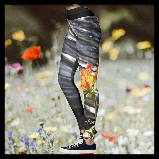 Indische Pinselflora mit Personalisiertem Namen Leggings (Von Creator hochgeladen)