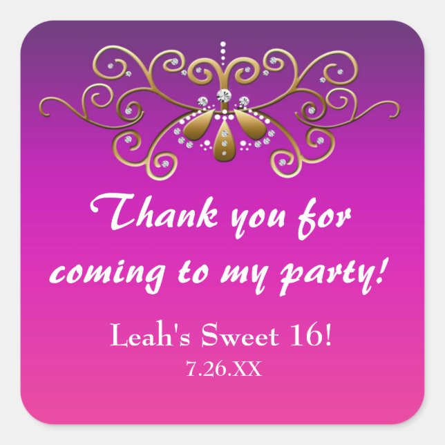 Indische Prinzessin Lila Pink Gold Party Aufkleber (Vorderseite)