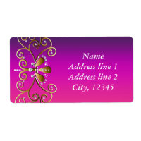 Indische Prinzessin Lila rosa goldene Bling Labels
