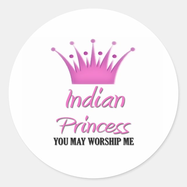 Indische Prinzessin Runder Aufkleber (Vorderseite)