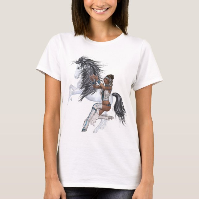 Indische Prinzessin und Stallion-Shirt T-Shirt (Vorderseite)