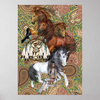 Indische Prinzessin und Wilde Stallionen Poster