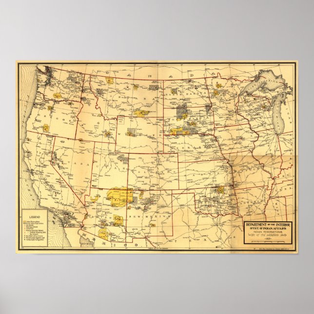 Indische Reservationen westlich des Mississippi Poster (Vorne)