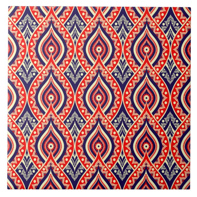 Indische rote Goldfarbe Indische Blume Fliese (Vorderseite)