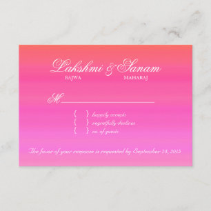 Indische RSVP Hochzeits-Antwortkarte Damast Rosa O Karte