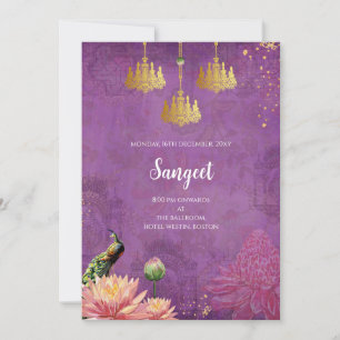 Indische Sangeet-Einladung und Pfauen-Hochzeitskar Einladung