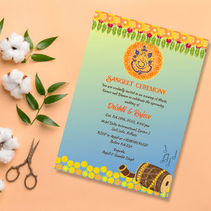 Indische Sangeet-Zeremonie vor der Hochzeit Einladung