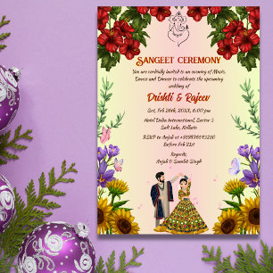 Indische Sangeet-Zeremonie vor der Hochzeit Einladung