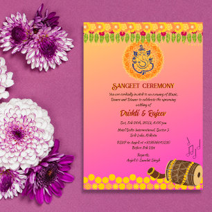 Indische Sangeet-Zeremonie vor der Hochzeit Einladung