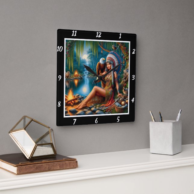 Indische Schatten: Das Glühen des Adlersterns Quadratische Wanduhr (Büro)