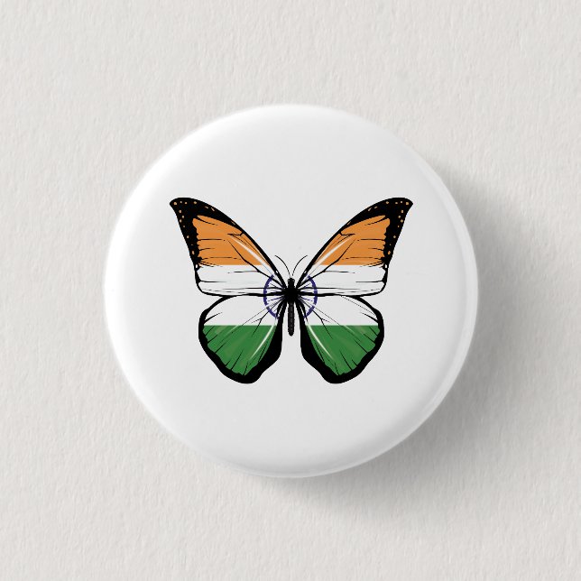 Indische Schmetterlingsflagge Button (Vorderseite)