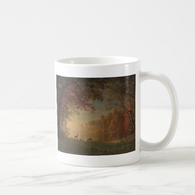 Indische Sonnenuntergang-Rotwild durch einen See Kaffeetasse (Rechts)