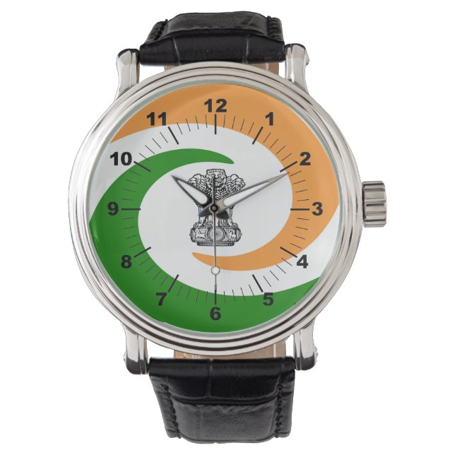 Indische Spiralflagge Armbanduhr (Vorderseite)