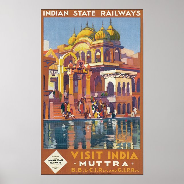 Indische Staat Eisenbahn besucht Indien Muttra Poster (Vorne)