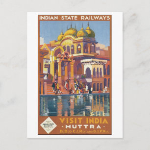 Indische Staat Eisenbahn besucht Indien Muttra Postkarte