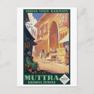 Indische Staatsbahn Muttra Krishna-Tempel Postkarte