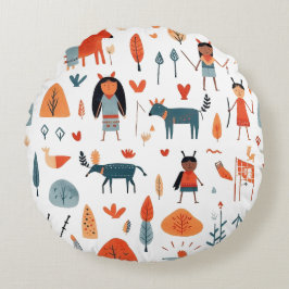 Indische Stammeskinder boho Rundes Kissen