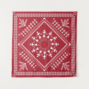 Indische Stammesmalerei. Warli Paintingart, indian Wandteppich