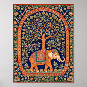 Indische Stickerei aus heiligem Baum und heiligem  Poster