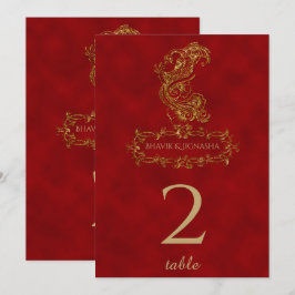 Indische Tischnummer Rot und Gold Peacock