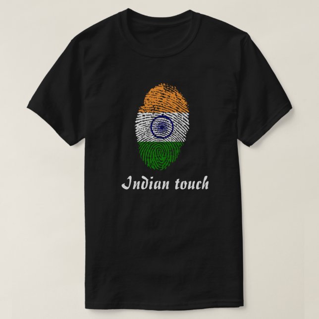 Indische Touchfingerabdruckflagge T-Shirt (Design vorne)