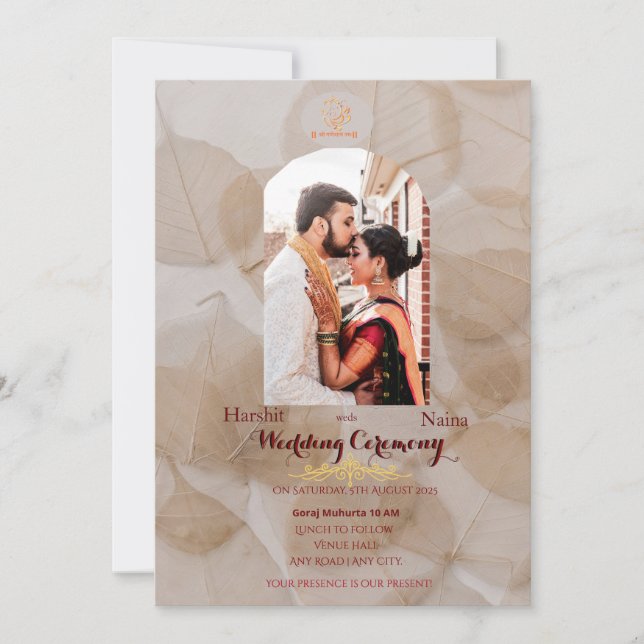 Indische traditionelle Hochzeit Einladung (Vorderseite)