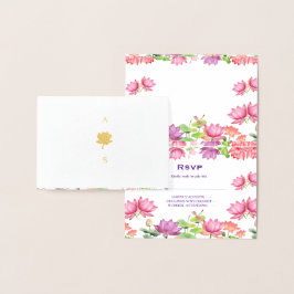 Indische traditionelle Hochzeit Lotus-Blumen-RSVP- Folienkarte