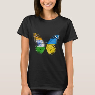 Indische ukrainische Flagge Schmetterling Indien U T-Shirt