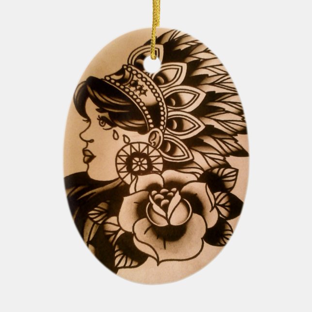 indische Verzierung Keramikornament (Vorne)