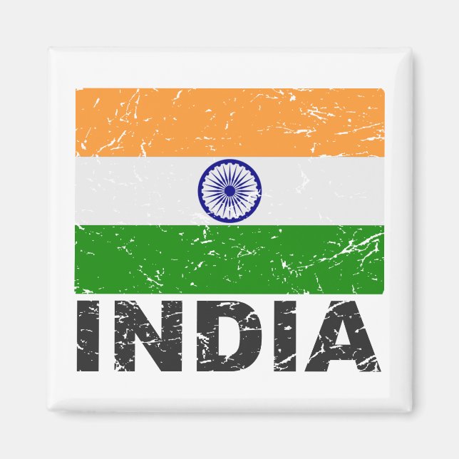 Indische Vintage Flagge Magnet (Vorne)
