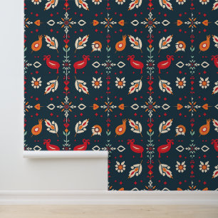Indische Volkskunst Floral und Vogelmuster Tapete