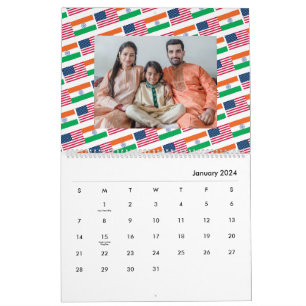 Indischer Amerikanischer Add Foto Flags कै ड 2026 Kalender