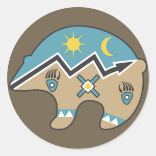 Indischer Bär, blau, braun Runder Aufkleber