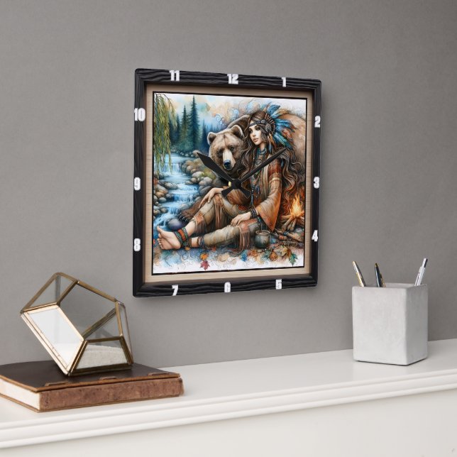 Indischer Bärenbrand Quadratische Wanduhr (Büro)