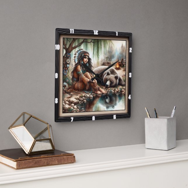 Indischer Bärengeist Quadratische Wanduhr (Büro)