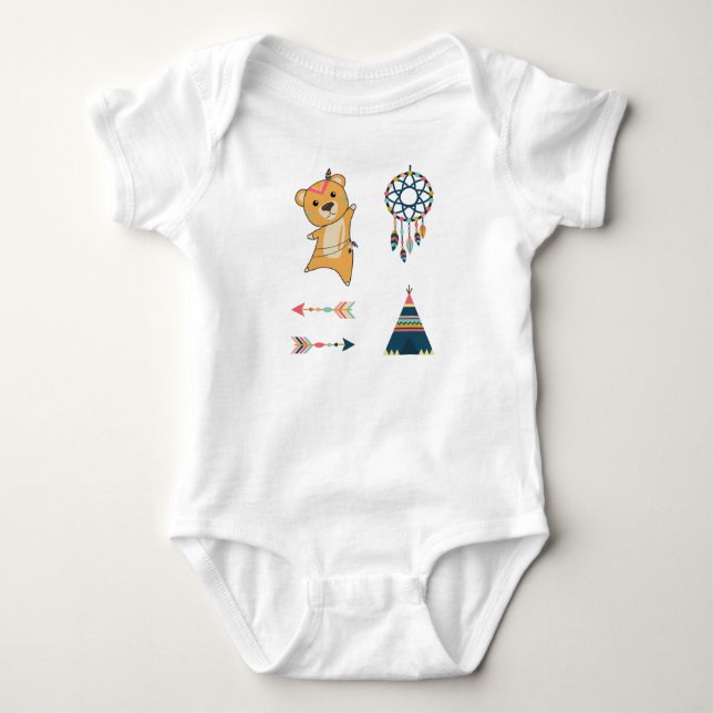 Indischer Bärengelber Teddy Feather Baby Strampler (Vorderseite)