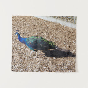 Indischer Blau-Pfau-Wandteppich Wandteppich