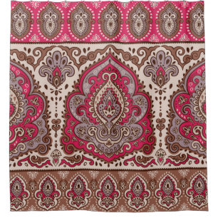 Indischer Blumenpaisley, ethnische Mandala Muster. Duschvorhang