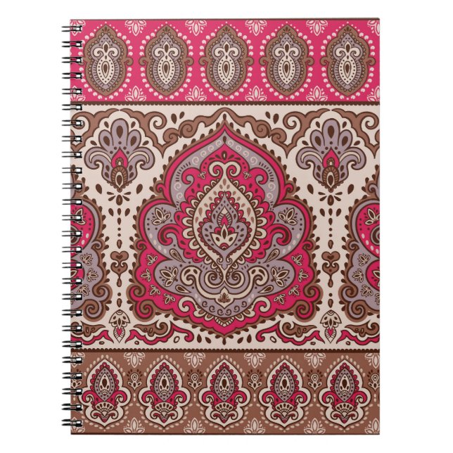 Indischer Blumenpaisley, ethnische Mandala Muster. Notizblock (Vorderseite)