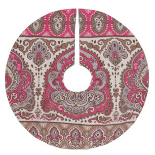 Indischer Blumenpaisley, ethnische Mandala Muster. Polyester Weihnachtsbaumdecke