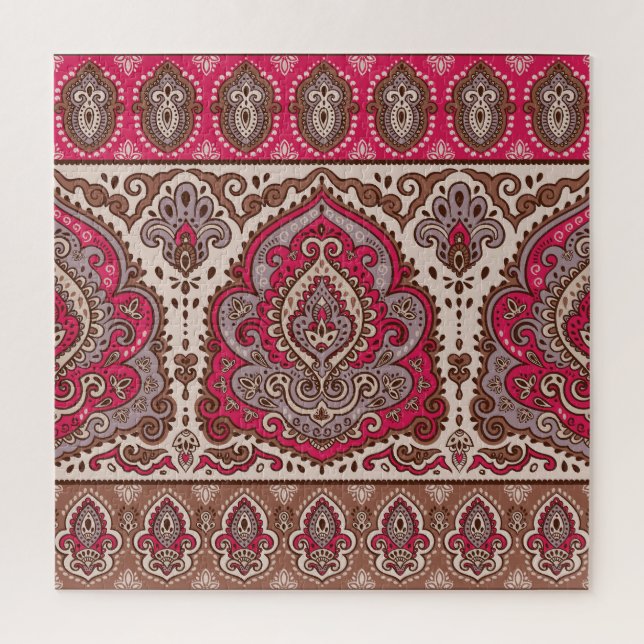 Indischer Blumenpaisley, ethnische Mandala Muster. Puzzle (Vertikal)