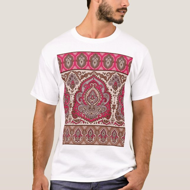Indischer Blumenpaisley, ethnische Mandala Muster. T-Shirt (Vorderseite)